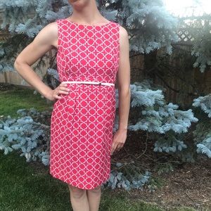 Tahari Sleeveless Red White Summer Dress